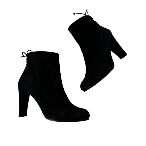 Stuart Weitzman Catch Suede Leather Ankle Tie Bootie Black Size 8.5 - Picture 13 of 16